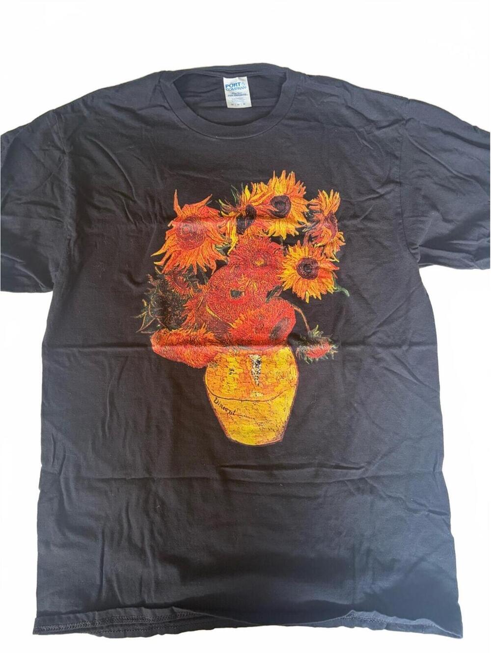 Port and Company Black Tee with Bright Sunflower Graphic